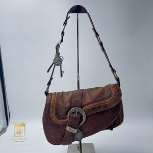 Christian Dior Brown Leather Gaucho Saddle Bag